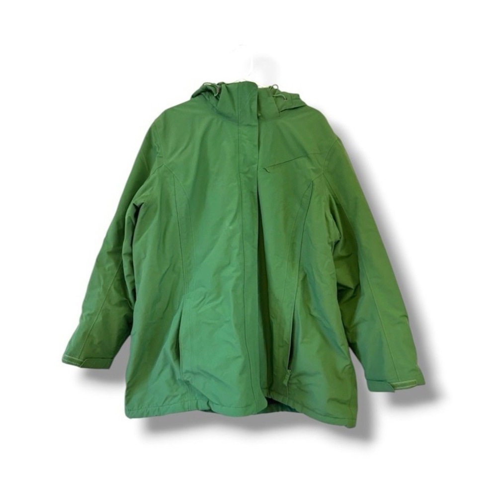 Lands End Squall Women's Green Hooded Waterproof Windproof Long Winter Coat 3X